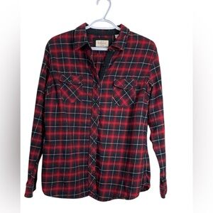 Weatherproof Plaid Flannel Shirt Black & Red